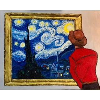 Starry Night at the Museum, Contemporary Original Oil Painting by L Haas For Sale