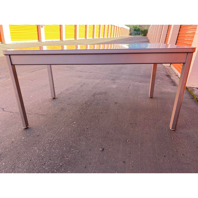 Vintage Mid Century Modern Metal Tanker Desk Table For Sale - Image 10 of 11