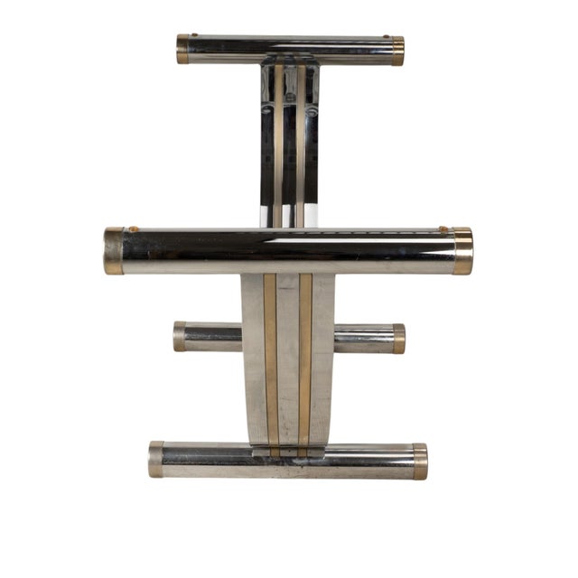 Metal Vintage Chrome & Brass Dining Table Base Attributed to Romeo Rega 1970s For Sale - Image 7 of 13