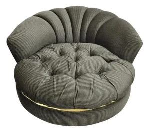 Mid Century Modern Large Milo Baughman Style Round Black Club Lounge Chair