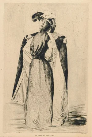 La Dame au Manteau - Original Etching by A.-C. Coppier - 1901 1901