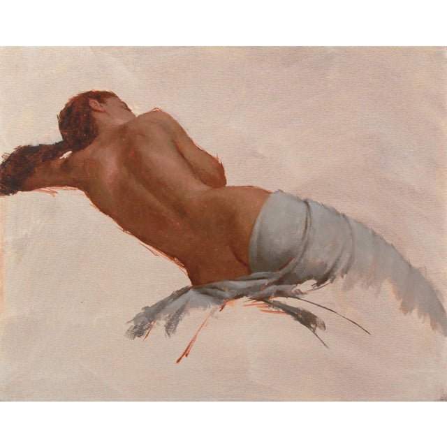 Graceful Curve by Mark Bradley Schwartz | Oil on canvas nude figure reclining on a surface For Sale