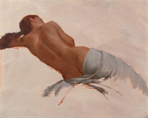 Graceful Curve by Mark Bradley Schwartz | Oil on canvas nude figure reclining on a surface