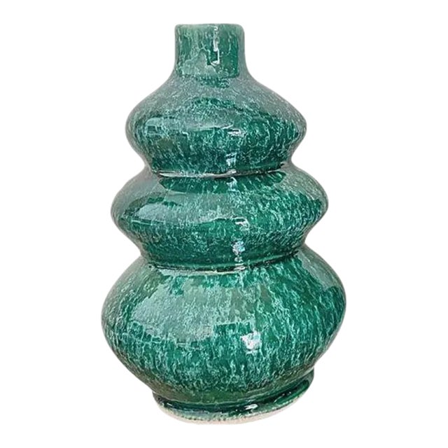 Contemporary Moroccan Ceramic Vase Green For Sale