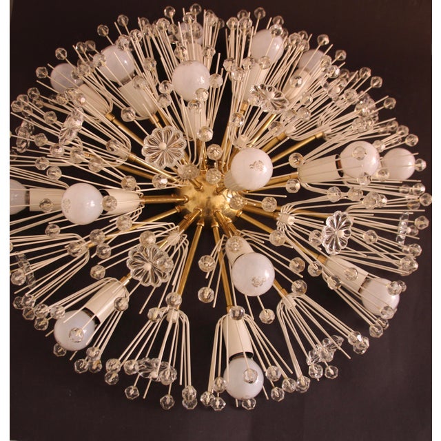 Large Mid-Century Modern Snowball Ceiling Lamp in Glass and Brass by Emil Stejnar for Rupert Nikoll, 1950s For Sale - Image 12 of 18