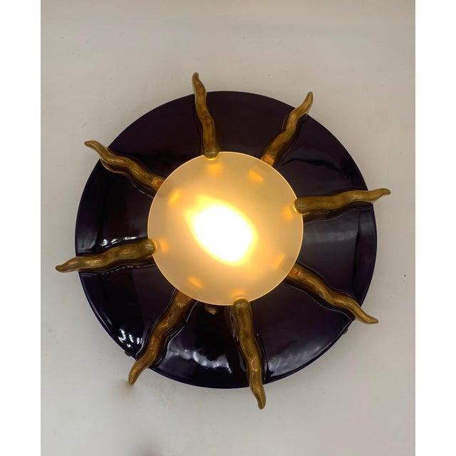 Blue Ceramic Ceiling Light from Marioni Paolo, 1980s For Sale - Image 8 of 9