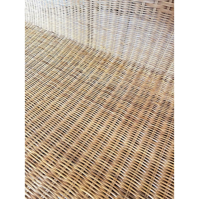 Tan Vintage Honey Wicker Barrel Back Loveseat Bench, Circa 1980s–90s For Sale - Image 8 of 12