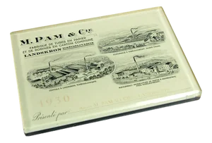 Vintage Glass Advertisment Paper Weight, Czechoslovakia, 1930s