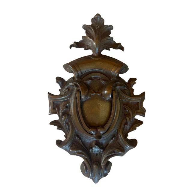 Art Nouveau Rare Large Art Nouveau Door Knocker With Original Bronzed Patina For Sale - Image 3 of 5