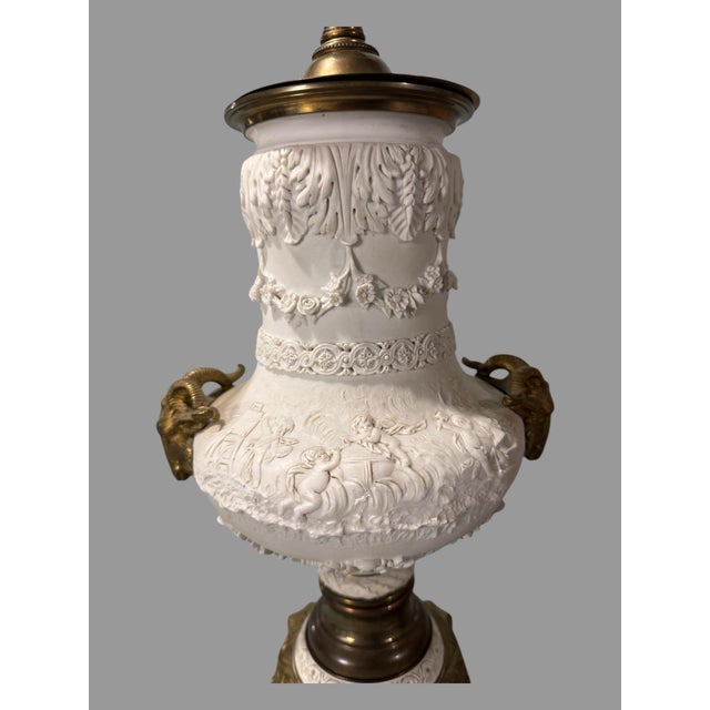 Victorian Antique Sevres Bisque Porcelain Bolted Urn For Sale - Image 3 of 11