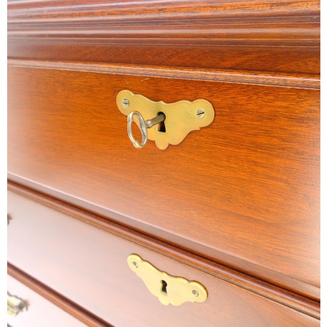 Bracket Feet Solid Mahogany Brass Pull Federal Style 7 Drawer High Chest Dresser For Sale - Image 17 of 18