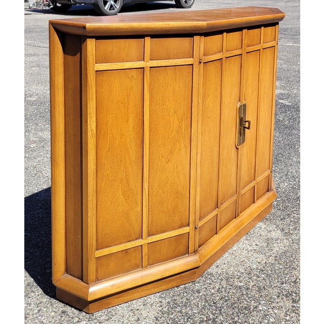 Drexel 1964 Drexel Meridian Tri-Front Walnut Hall Chest by John Van Koert For Sale - Image 4 of 9