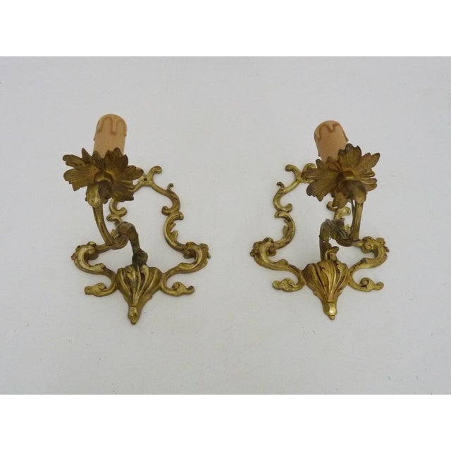 Vintage Bronze Wall Sconces, 1950s, Set of 2 For Sale - Image 6 of 11