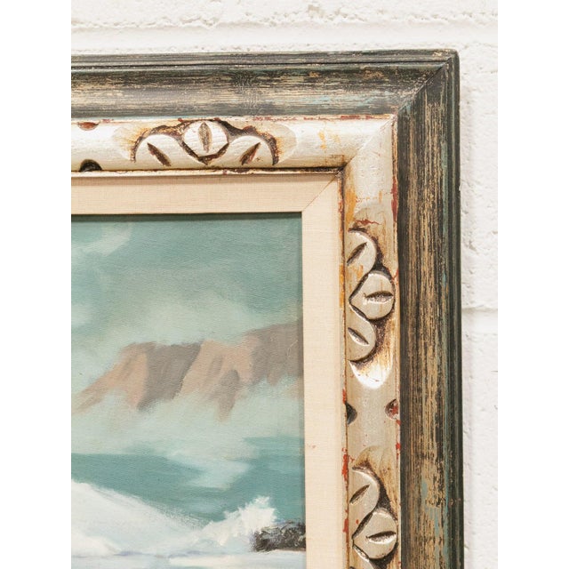 Mid-Century Modern Vintage Oil Painting Seascape Crashing Water For Sale - Image 3 of 3