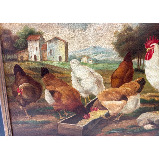1900 - 1909 Early 19th Century English Farm Yard Oil on Canvas For Sale - Image 5 of 10