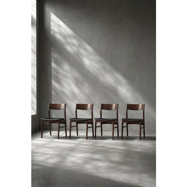 Mid-Century Scandinavian Modern Dining Chairs in Beech and Rosewood, 1960s, Set of 4 For Sale - Image 14 of 18
