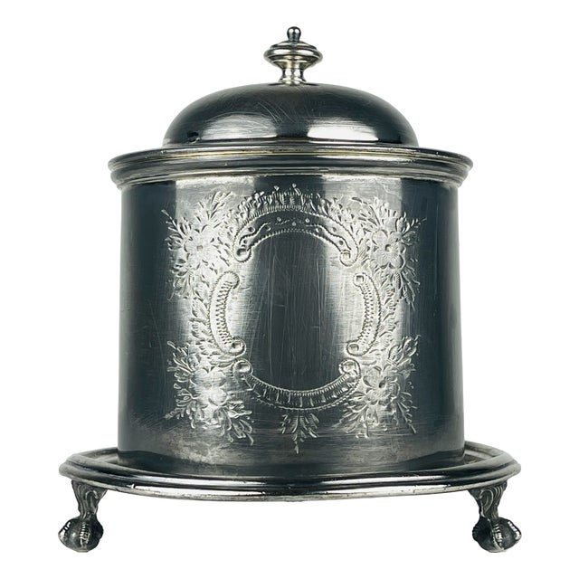 Antique Silver Plated Biscuit Box by James Deakin & Sons, 1890s For Sale
