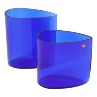 Vintage Danish Modern Glass Vases by Anker Iversen, Set of 2 For Sale