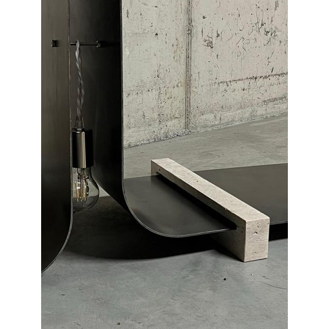 Collision 2.1 Floor Lamp in Iron & Travertine by D´ARK Atelier For Sale - Image 14 of 17