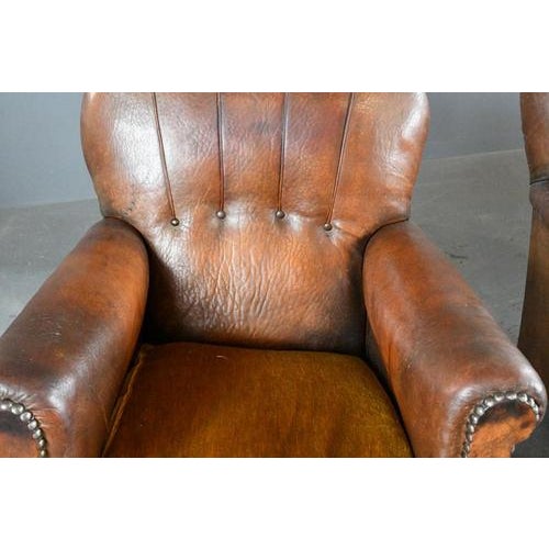 Metal Art Deco French Leather Armchairs 1920s, Set of 2 For Sale - Image 7 of 17