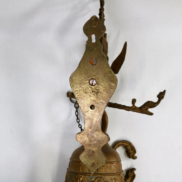 Vintage Brass Church Monastery Angel and Dragon Wall Hanging Bell For Sale - Image 10 of 11