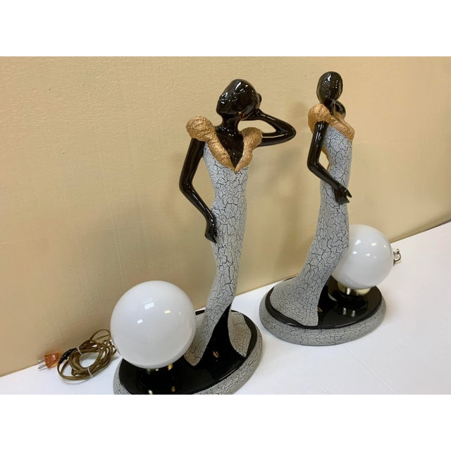 Art Deco Vintageour Girls Figurine Table Lamps - a Pair For Sale - Image 3 of 4