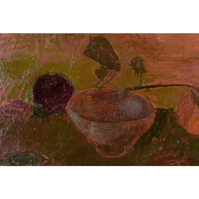 Modern Helga Kai-Larsen, Still Life with Bowl and Fruits, 1949, Oil on Canvas For Sale - Image 3 of 10