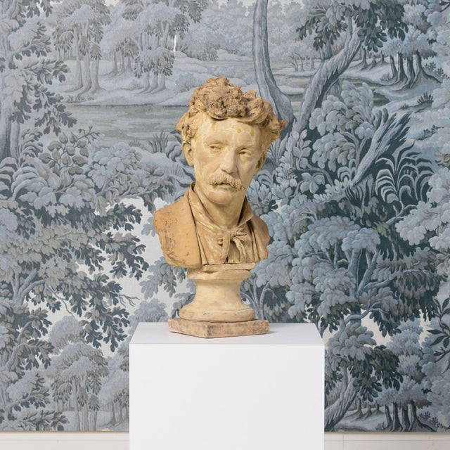 18th C. French Signed Yellow Terracotta Bust of an Artist For Sale In Wichita - Image 6 of 12