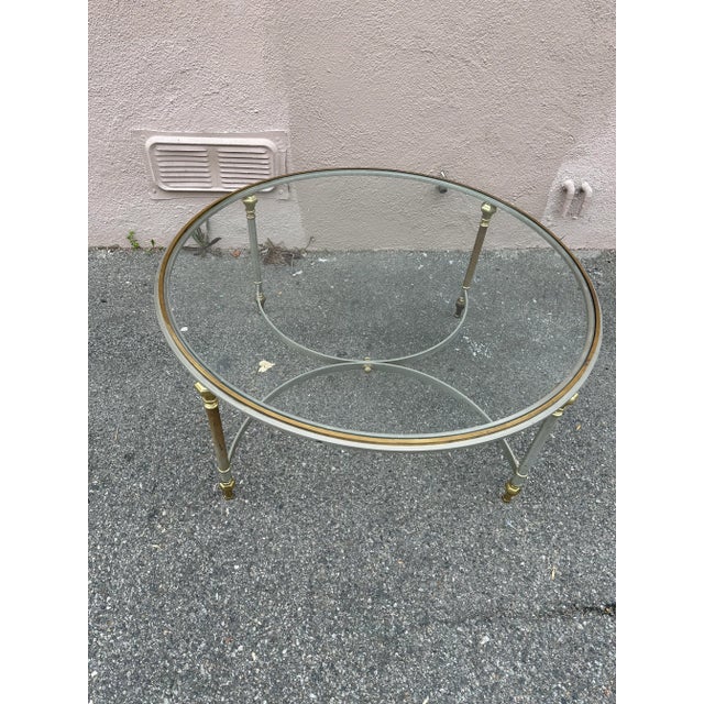 1970s Italian Mid Century Modern Round Brass and Metal Table For Sale In Los Angeles - Image 6 of 6