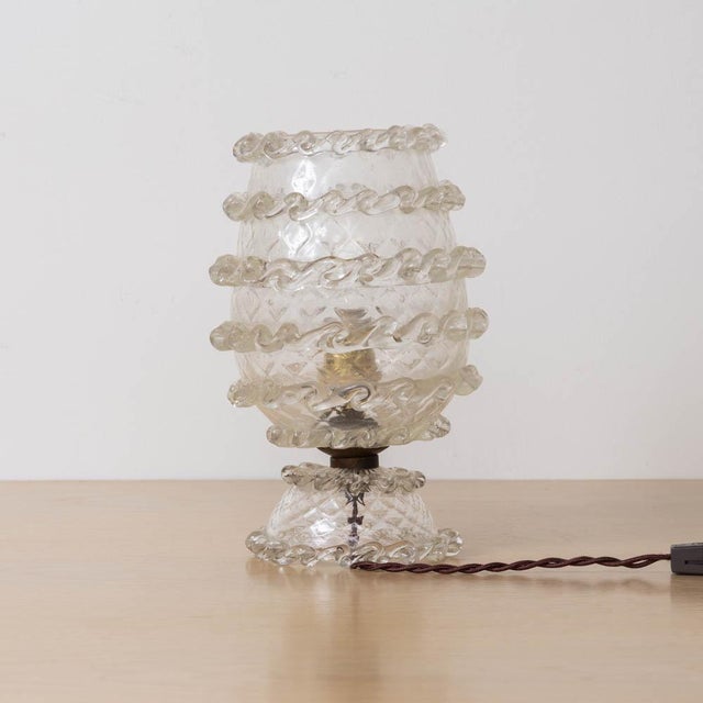 Metal 1940s Large Italian Murano Glass Table Lamp For Sale - Image 7 of 13