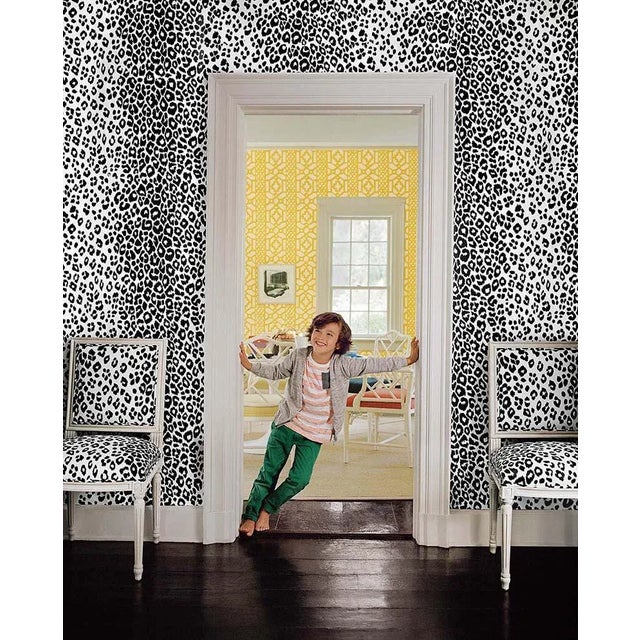 Schumacher Iconic Leopard Pattern Animal Print Wallpaper in Ink Blue