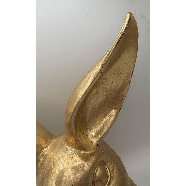 Hollywood Regency Hand Gilded Distressed Gold Easter Bunny Rabbit Tabletop Decor Sculpture Art For Sale - Image 3 of 13