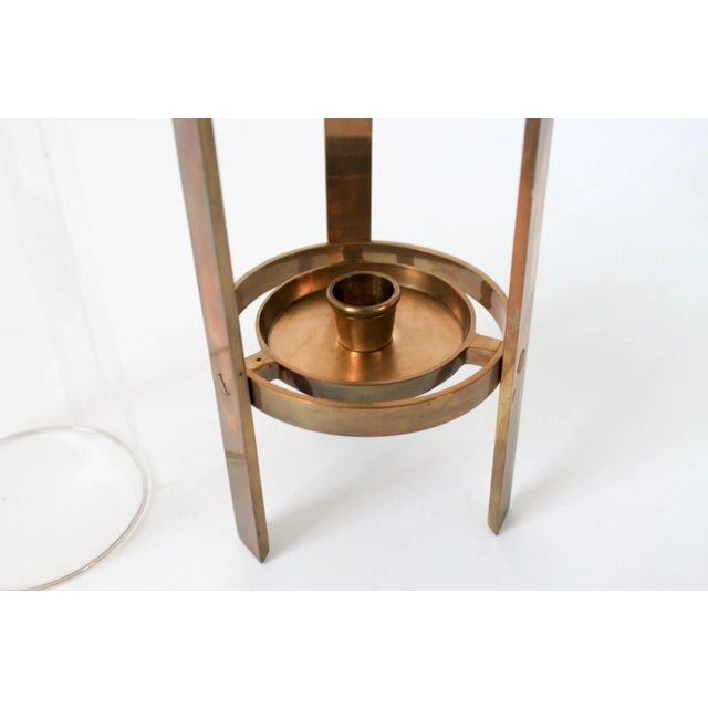 Brass Vintage Brass & Glass Candle Holder For Sale - Image 8 of 10
