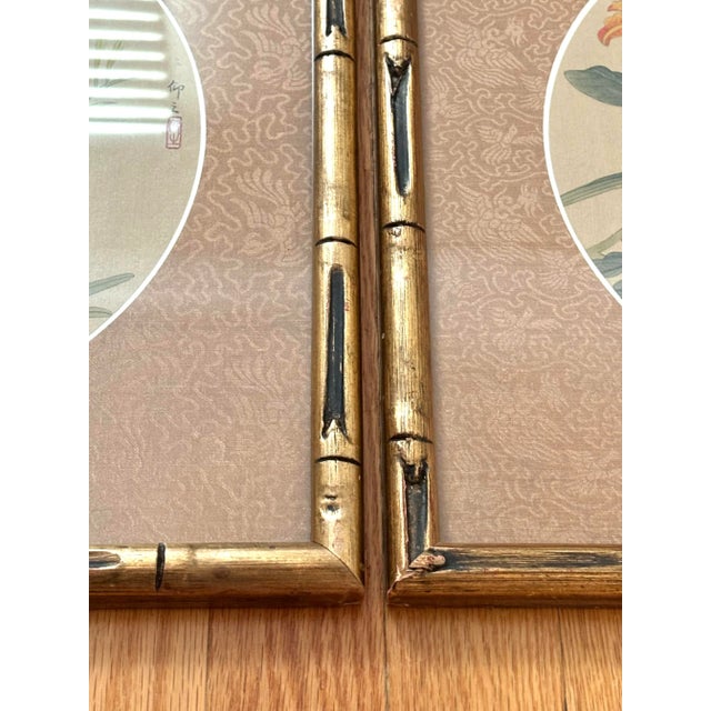 1960s Vintage Framed Asian Botanic and Butterfly Original Gouache Watercolor Paintings, a Pair For Sale - Image 5 of 9