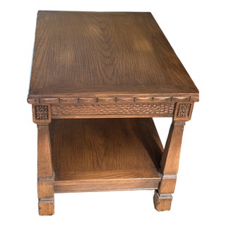 Vintage Romweber Viking Oak Two Tier Mid-Century End Table For Sale