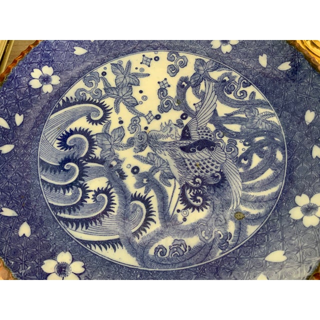 Blue Vintage Large Blue & White Platter For Sale - Image 8 of 13