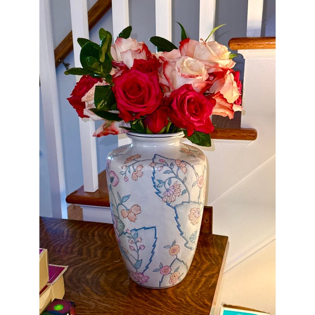 Chinese Cabbage Rose Chinoiserie Vase For Sale - Image 11 of 11