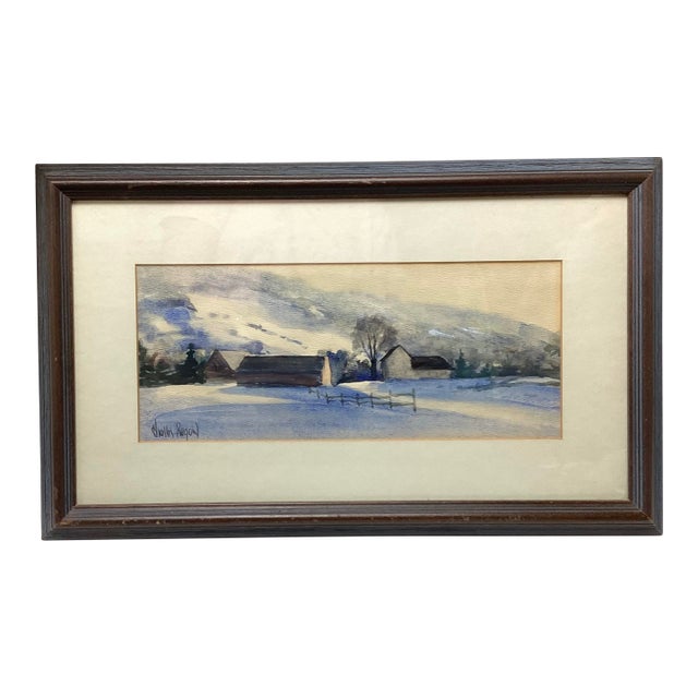 1960s Chollis Regon Original Signed Watercolor Painting For Sale