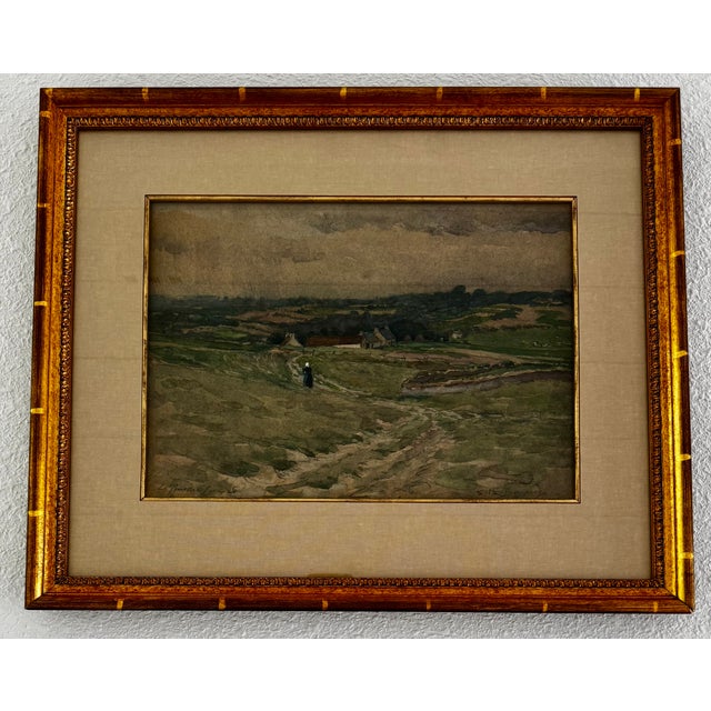Early 20th Century French Watercolor Brittany Landscape "La Promenade Larmor 5" – Framed With Tru Vue Conservation Glass For Sale In Jacksonville, FL - Image 6 of 10