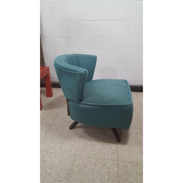 MidCentury Modern Turquoise Kroehler Style 1950s Swivel Lounge Chair