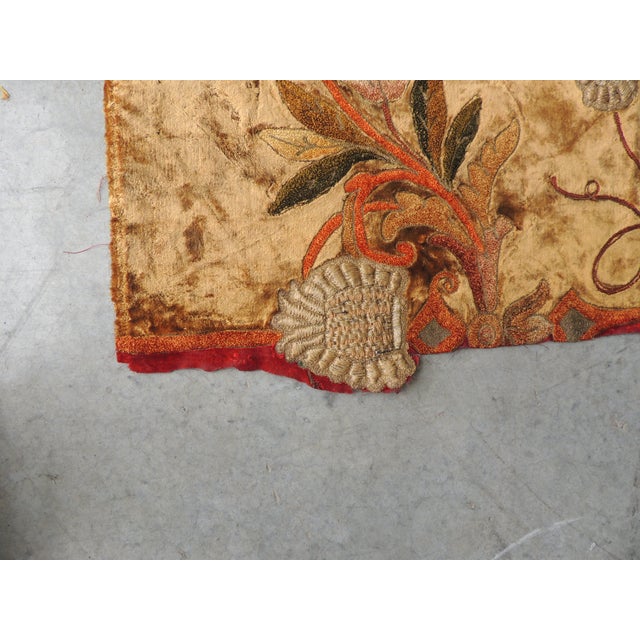Late 19th Century 19th C. Arts and Crafts Style Embroidered Silk Velvet Portiere For Sale - Image 5 of 9