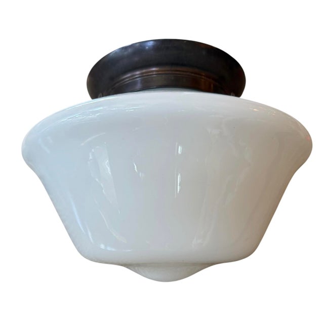 Contemporary Circa 1920’s Schoolhouse-Style Flushmount Ceiling Light Fixture For Sale - Image 3 of 4