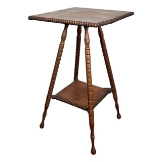 Antique Victorian Spool Bobbin Turned Leg Table For Sale