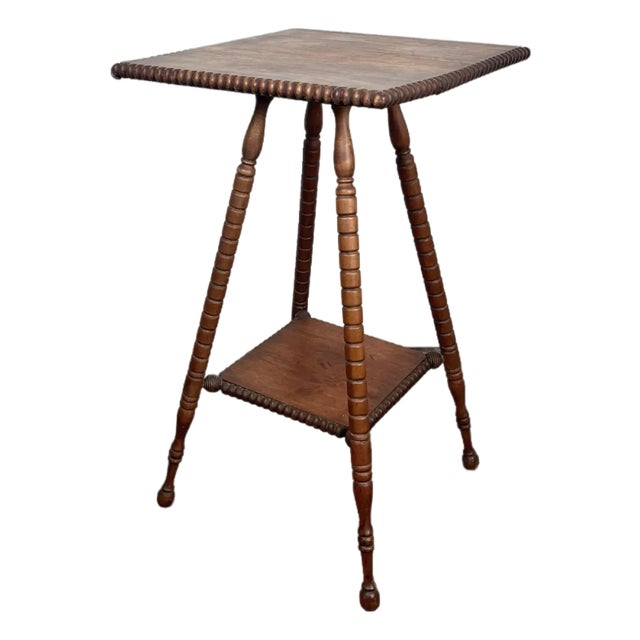 Antique Victorian Spool Bobbin Turned Leg Table For Sale