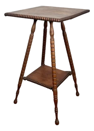 Antique Victorian Spool Bobbin Turned Leg Table