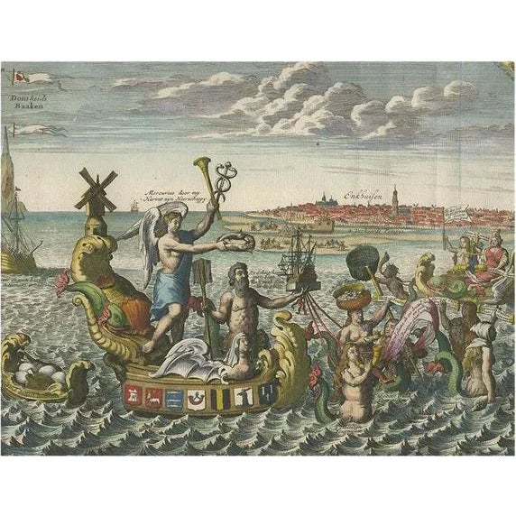 Satirical Print of Mermaids about the Port of Enkhuizen, 1720, Paper For Sale - Image 10 of 10