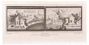 Vincenzo Aloja, Landscapes with Monuments, Etching, 18th Century