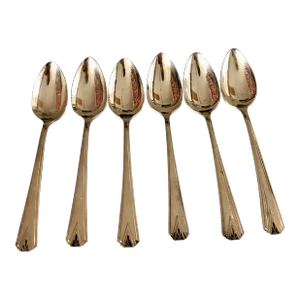 1930's Art Deco Community "Deauville" Pattern Silver Plate Tea Spoons S/6