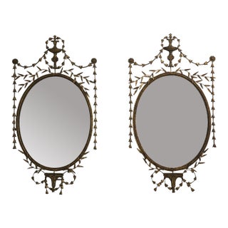 Pair Uttermost Adam Style Toleware Frame Gold Mirrors For Sale