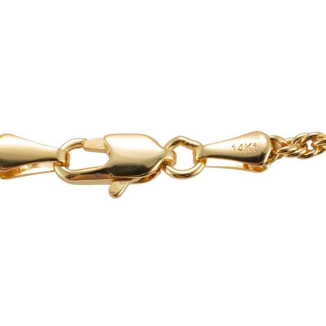 Metal Unisex 14k Yellow Gold 2mm 24” Classic Twisted Spiral Rope Chain Necklace For Sale - Image 7 of 8
